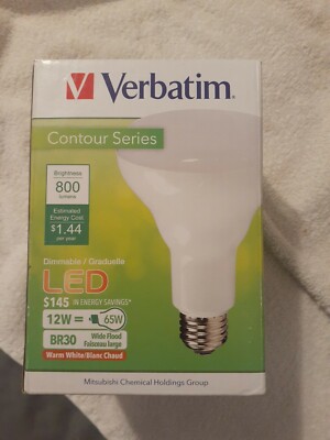 Verbatim Contour Series BR30 Flood Bulb 12/65W, R30-L800-C24-W, #98797