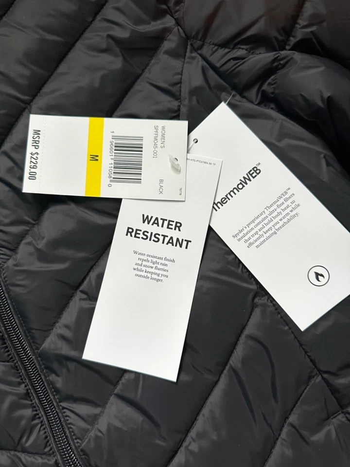 Abrigo acolchado resistente al agua Spyder para mujer - negro - talla M - nuevo con etiquetas Foto 4 de 4