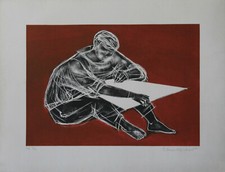 "Pierre BICHET"  Le graveur (Litho originale entoilée E/A n° 11/20 signée) 