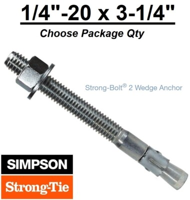 #ad 1 4quot; 20 x 3 1 4quot; Simpson Strong Bolt 2 II Concrete Wedge Anchor STB2 25314 $28.93