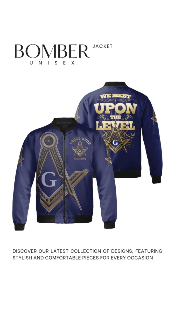 Custom Name Lodge Name Fremasonry We Meet Upon The Level Masonic Bomber  Jacket - Main Image