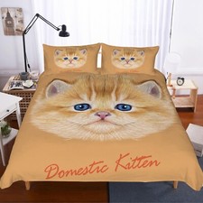 3D Cat Head Letter Yellow Quilt Cover Set Duvet Cover Bedding Pillowcases