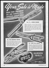 1947 J Wiss & Sons Newark New Jersey Hedge Pruning Grass Shears Vintage Print Ad