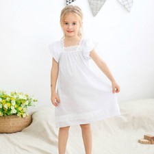 Girl Kid Cotton Blend Lace Pajama Nightdress Sleepwear Nightgown Princess Sweet