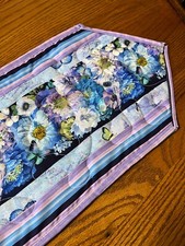 Handcrafted-Quilted Table Runner- Spring Is Coming: Blue/Purple Floral 2025