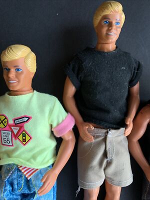 3 Vintage 1988 Mattel Ken Reebok Doll Tan Molded Blonde Hair Blue