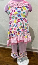 New Haute Baby Girl's Perfectly Posh Pink Ruffled Tunic Top Pant Set