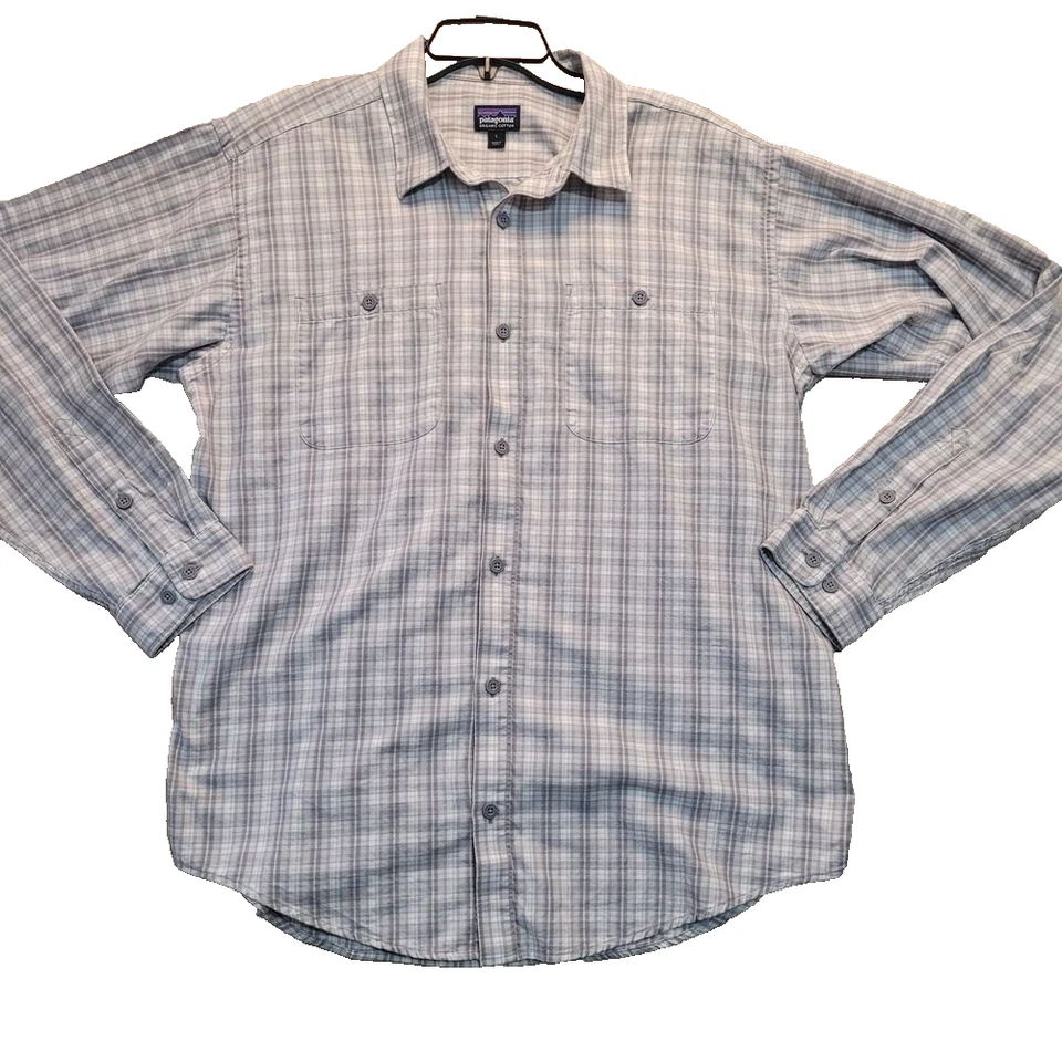Camisa Patagonia Manga Larga Algodón Orgánico Peso Medio Franela Hombre Grande Gris Foto 2 de 4