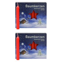 2Er Pack Baumkerzen Rot Ca. 13 X 105 Mm (2 X 20 StüCk) Christbaumkerzen