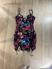 Graffiti Dress With Black Base And Multicolored Design Size XS Women’s New