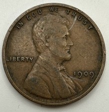 1909-P VDB Very Fine VF Lincoln Wheat Cent X-580