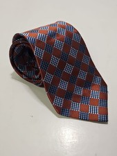 Joseph  Feiss International 100 Silk Tie Geometric Check Pattern 4" Wide 58" L