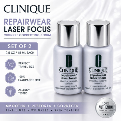 Clinique Repairwear Laser Focus  Wrinkle Correcting Serum 2 x 0.5 oz = 1 oz NEW