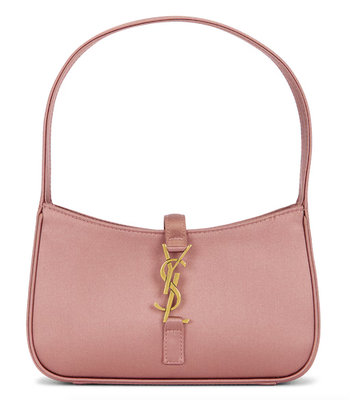 YSL ピンクハンドバッグ Saint Laurent Mini Le 5 A 7 Hobo Dragee Pink Satin Gold YSL Logo