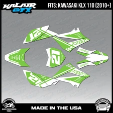 Graphics Kit for Kawasaki KLX110 KLX110R/RL (2010-2024) Enigma - Green Shift