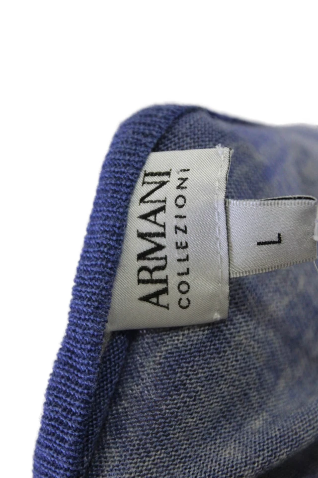 Suéter Armani Collezioni Para Hombres Cuello en V Manga Larga Bloques de Color Azul Talla L Foto 4 de 4