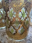 Vtg Set Of 3 Culver Valencia 22kt Gold Green Filigree Lowball Glasses  — photo 3