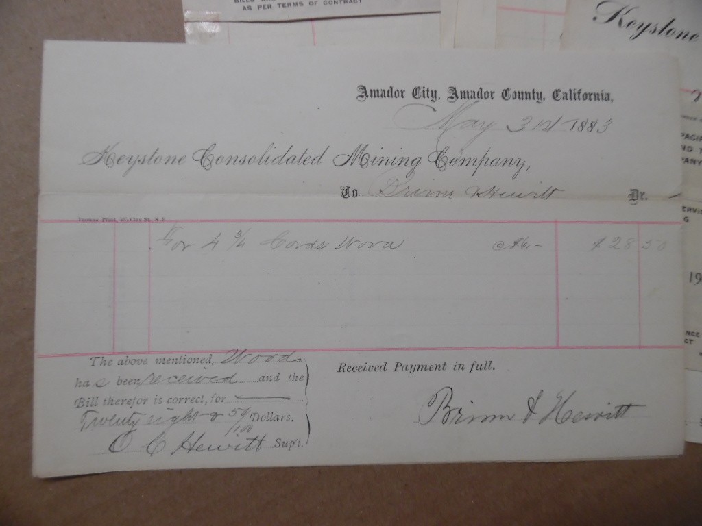 1879-1908 Keystone Consolidated Mining Co Paper Lot Amador City California 
