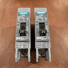 Lot of 2 Siemens BQD120 Molded Case Circuit Breaker 277 VAC 20A 1P 14 kA