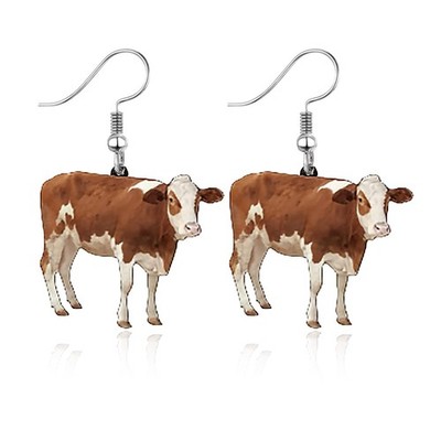 Funny Animal Earring for Women Cute Acrylic Bunny Cow Chicken Pig Squirrel  - 05