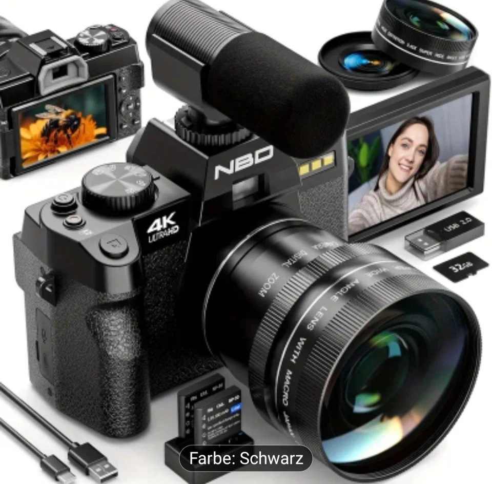 Digitalkamera für Fotografie mit WiFi & App-Steuerung, 4K Autofokus