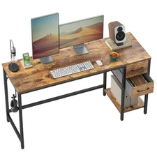 Computer Home Office Desk with Drawers, 47 Inch Small Desk Study Writing Tabl...