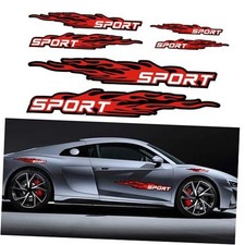 6Pcs Sport Flame Graphics Car Body Side Stickers Flame Racing Sports Red