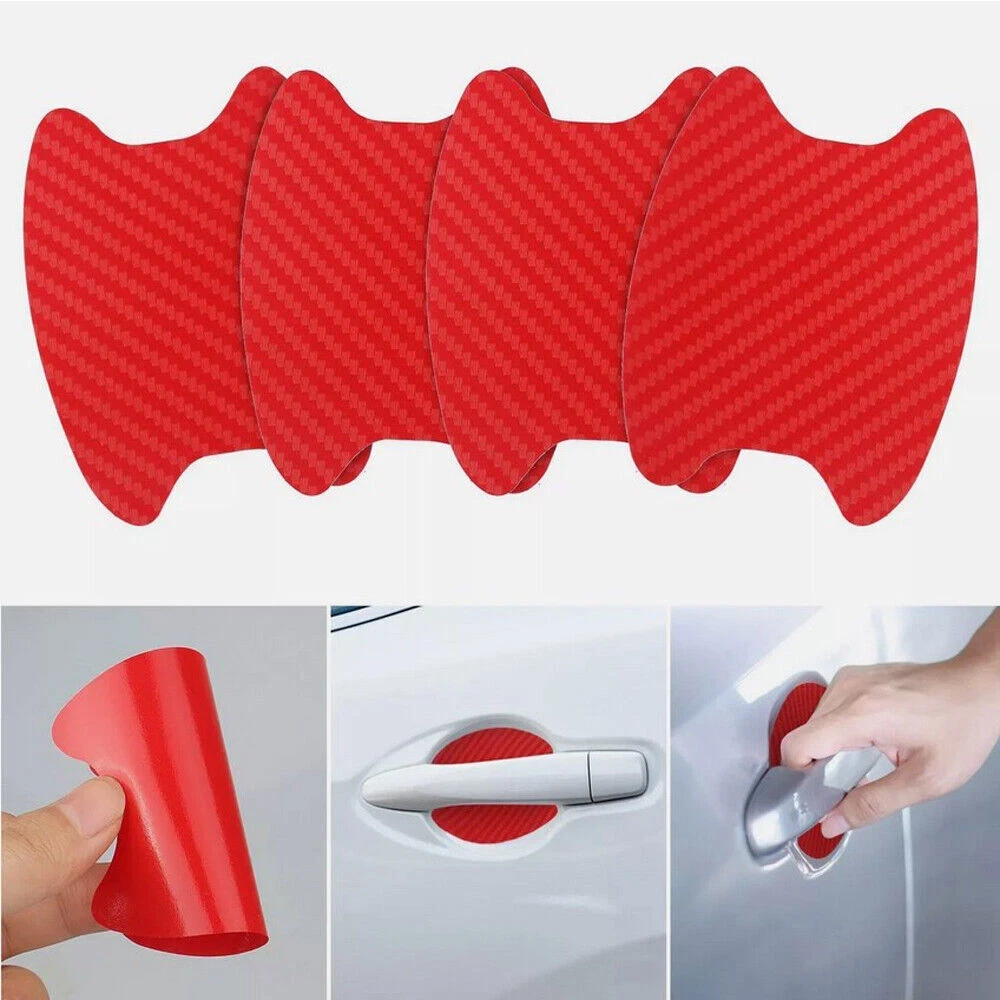 Red Carbon Fiber Car Door Handle Protector Film Anti Scratch Sticker 4PCs Set - product detail image 7