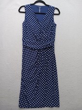 Chaps Women's Dress Size S/P/CH Navy Blue Polka Dot Casual