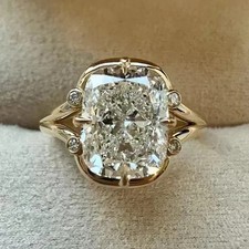 3Ct Cushion Cut IGI&I Certified Lab Grown Diamond Solitaire Ring 18k Yellow Gold