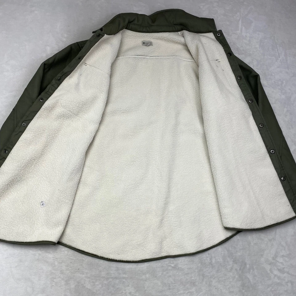 MATIX Mens XL Shirt Jacket Olive Green Cotton Blend Sherpa Lined Snap Front - Image 4 of 4