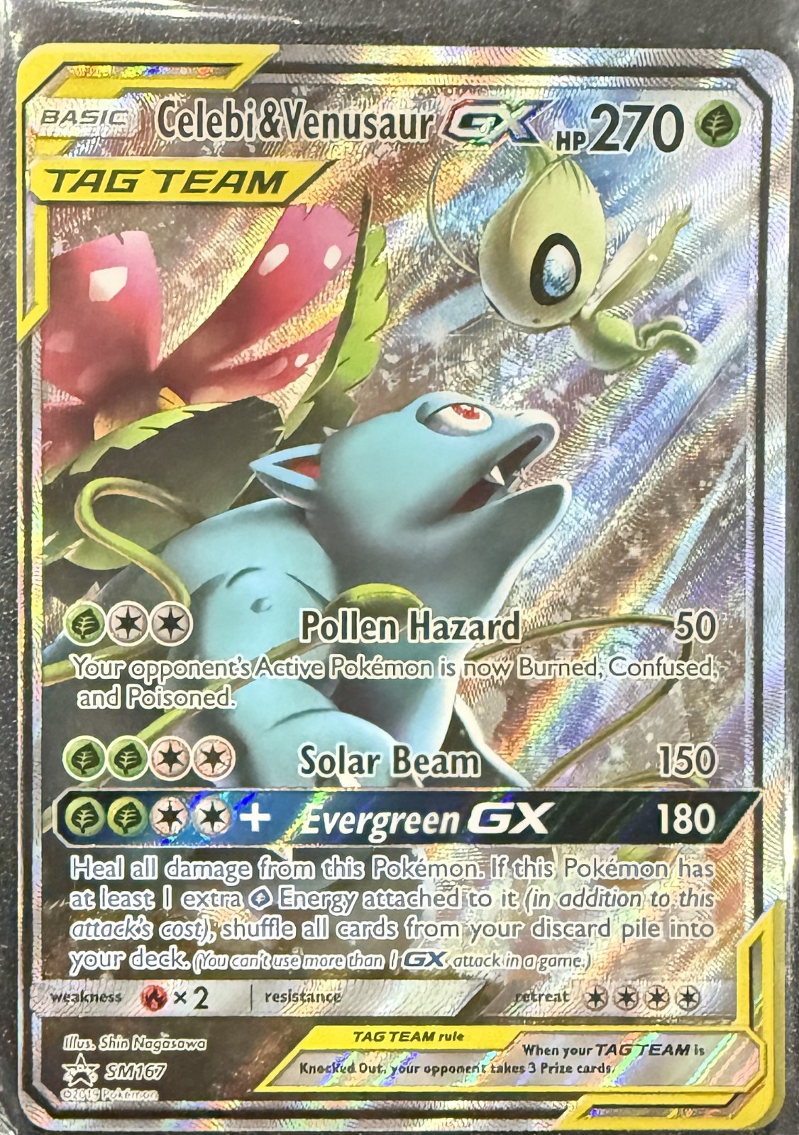 Celebi & Venusaur GX Tag Team SM167 2019 Pokemon Sun and Moon Promo Rare Holo NM