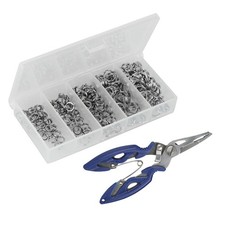 200Pcs Assorted Stainless Steel Lures Baits Hook Connector Fishing Split Rings