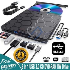 USB 3.0 Slim External CD DVD Drive Disc Player Burner Writer For Laptop PC Mac