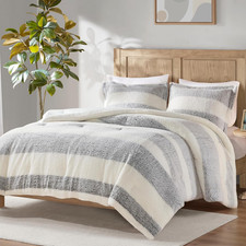 Sherpa Queen Comforter Set - Soft  Fluffy Winter Bedding 3 Pcs