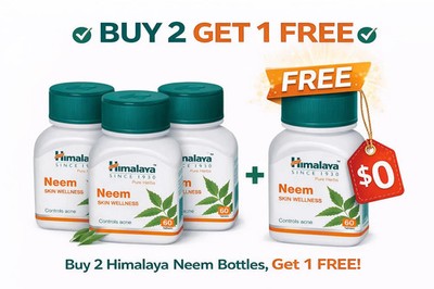 Himalaya Neem Tablets Herbal Skin Wellness Support 60 Tabs Buy 2 Get 1 free