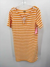 Pre-Owned Talbots Orange Size Medium Stripe Short Short Sleeve Dress
