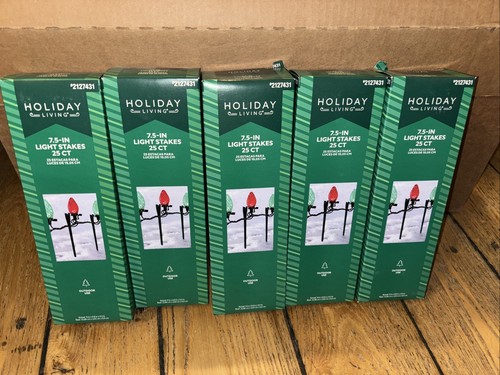 5 New Boxes 25 count 7.5” Holiday Living Light Stakes Outdoor Christmas 2127431 - Picture 1 of 3