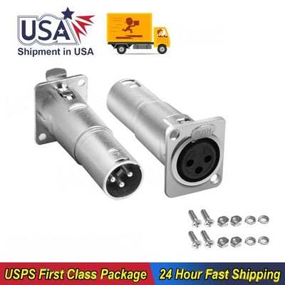 2x XLR Female to XLR Male Feed/Pass Thru Connector Adapter for D Panel Mounting