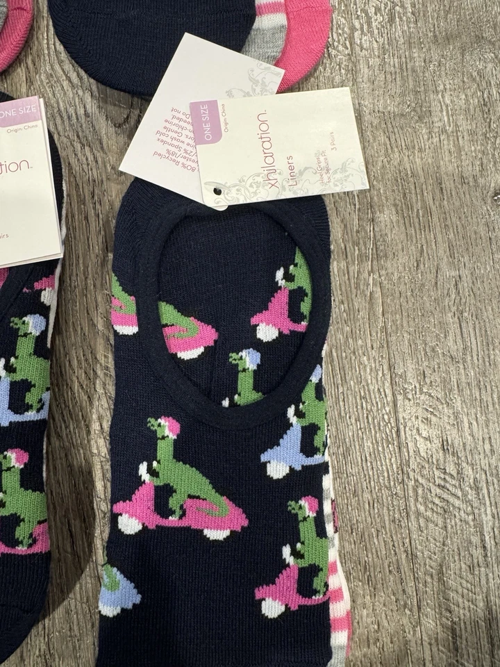 xhilaration 3 pares X6 paquetes de calcetines forradores con tema de dinosaurio sin mostrar talla única nuevos con etiquetas Foto 2 de 4
