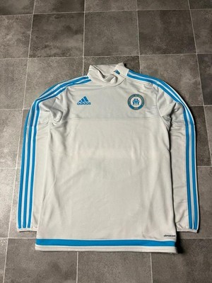 Vintage Adidas Zipper Marseille 2015 weiß/blau Y2K Fußball Pullover (S)