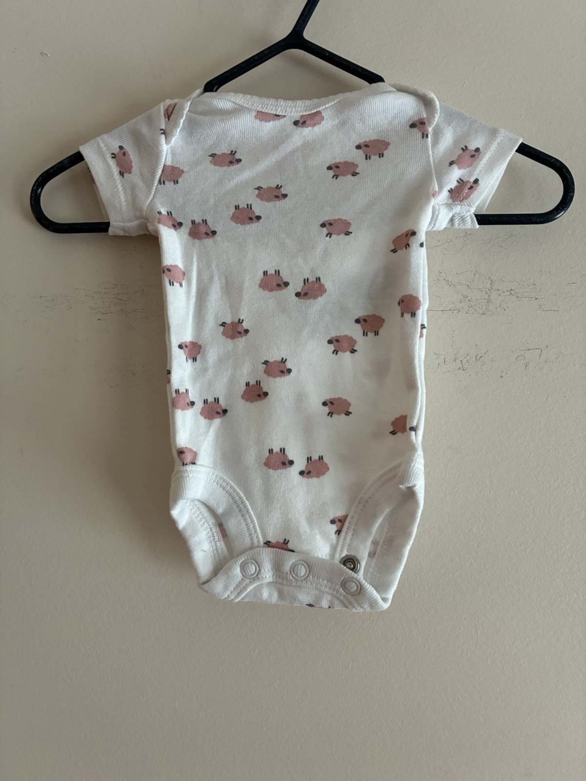 Carter's Baby Girls Pink Sheep 100% Cotton Short Sleeve Bodysuit White Preemie