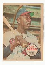 Hank Aaron 1967 Topps BASEBALL Pin up POSTER Insert #15 Atlanta Braves