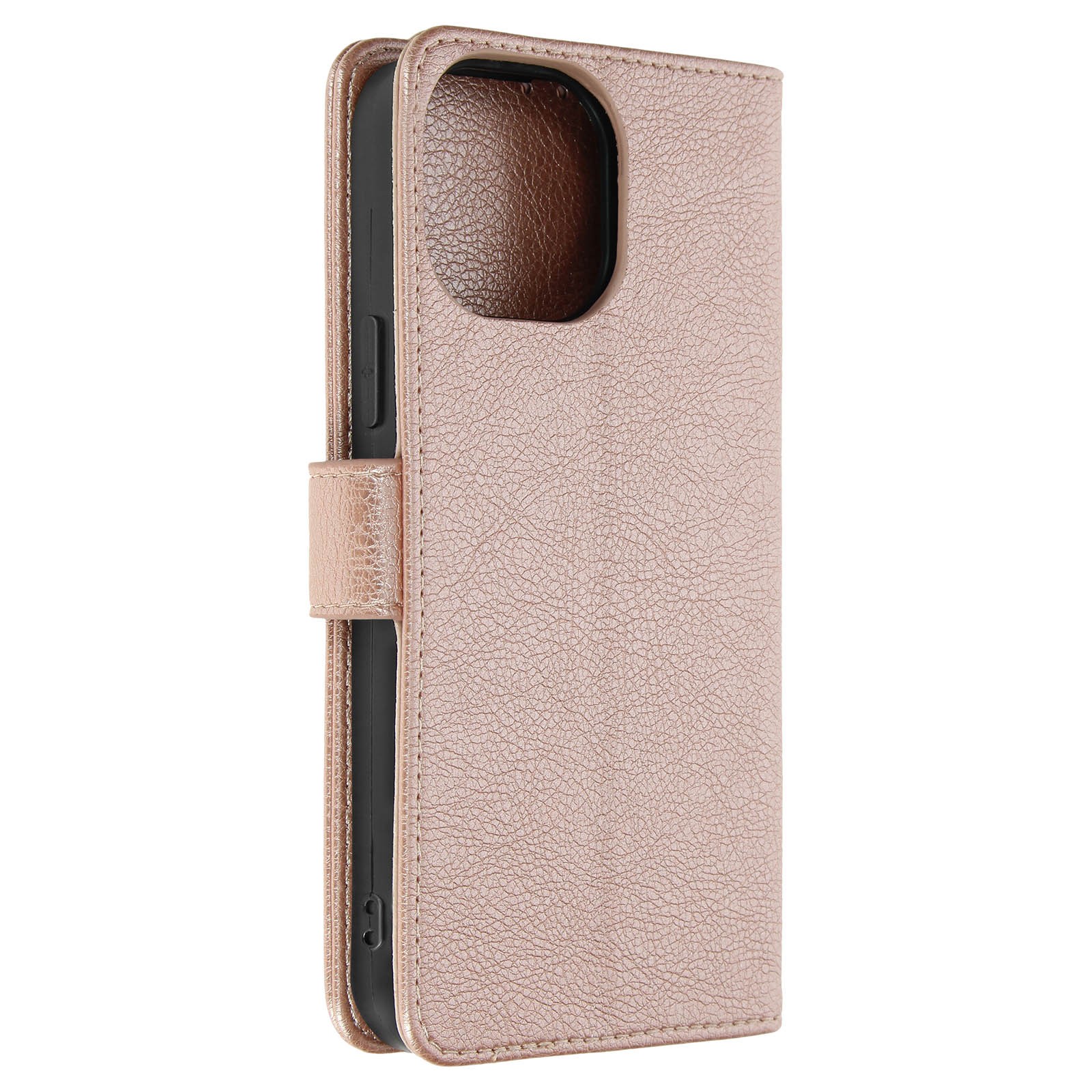 Protection iPhone 15 Pro rose gold étui clapet pour vidéos mains libres