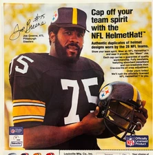 1981 NFL HelmetHat Advertisement Vintage Pittsburgh Steelers Joe Greene DWV11B