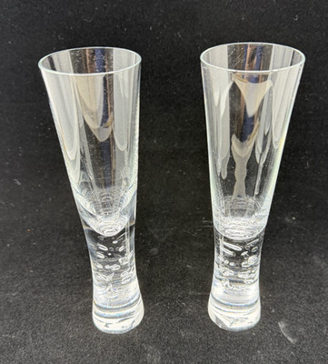 Crate&Barrel Krosno Verve Champagne Flutes   Set/2   Bubble Stem   5 oz   NWT!