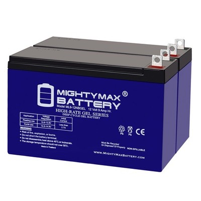 Mighty Max 12V, 9Ah, GEL NB Terminal Replaces Generac Generators 5943-5 - 2 Pack