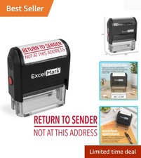 Self-Inking Rubber Stamp - Return to Sender Not at This Address - Red Ink Large