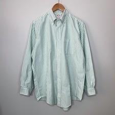 Vintage 80s Brooks Brothers Makers Oxford Shirt 16-3 Made in USA Green Striped