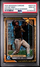 LEO DE VRIES 2024 Bowman Chrome Prospect 1st Bowman Gold Shimmer /50 PSA 10